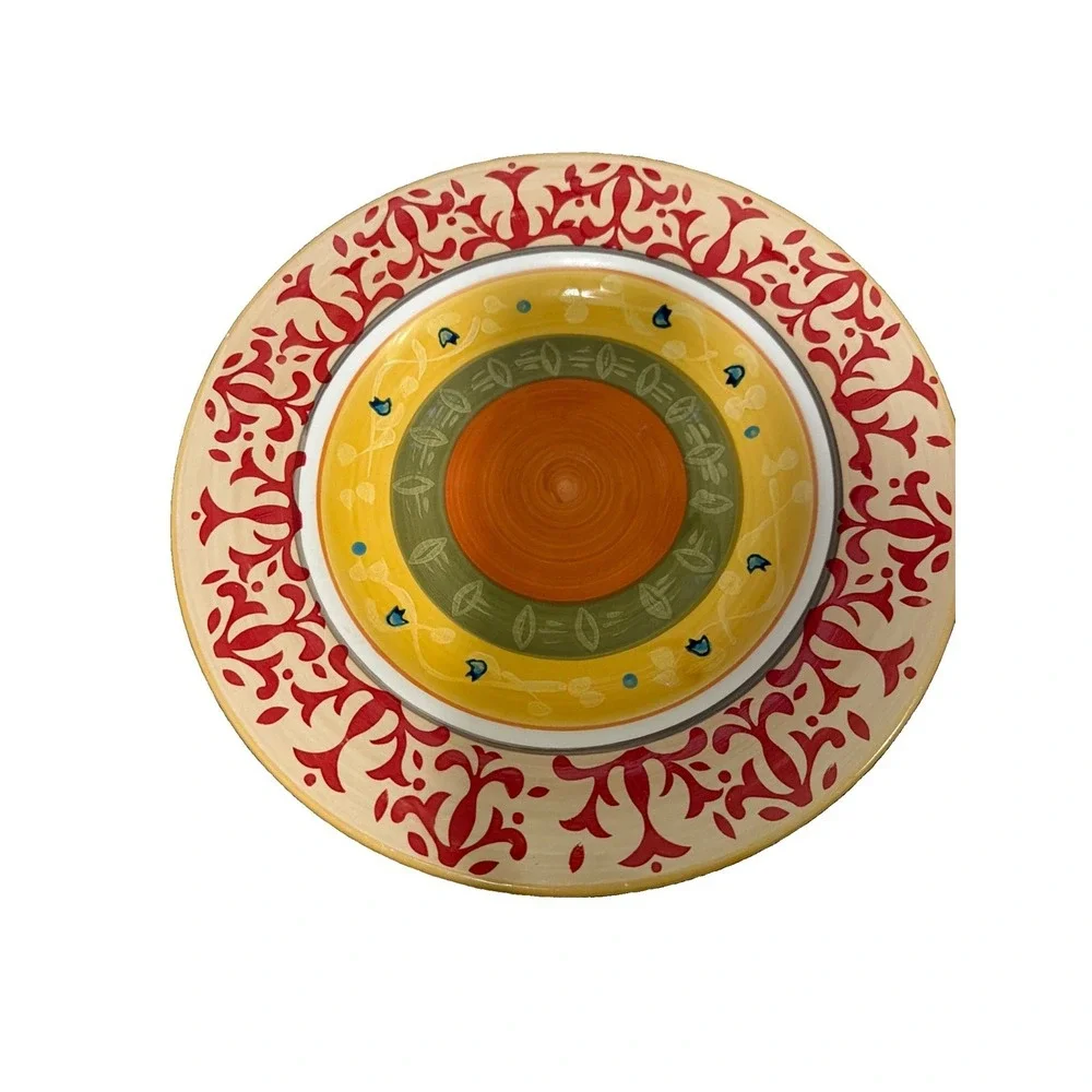 Home American Simplicity Dinner Plates Set of 6 Stoneware Red Orange 11in